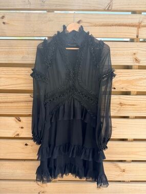 White House Black Market Black Ruffled Mini Dress
